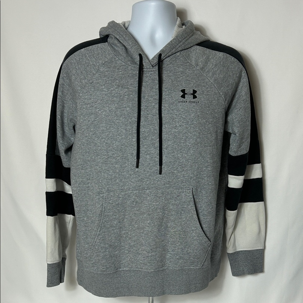 Under Armour Men’s Size Medium Gray With Black Trim Pullover Sweatshirt Hoodie